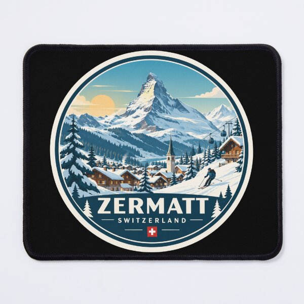 Item preview, Zermatt Matterhorn Ski Adventure Vintage Alpine Art designed and sold by GusiaTreasures.