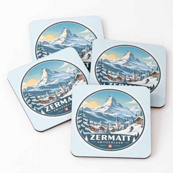 Item preview, Zermatt Matterhorn Ski Adventure Vintage Alpine Art designed and sold by GusiaTreasures.