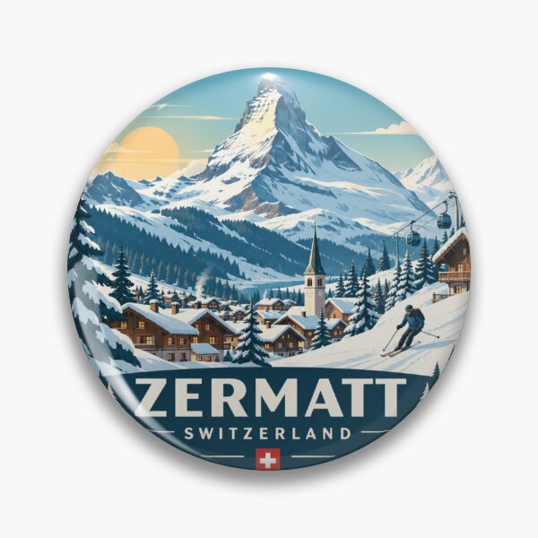 Item preview, Zermatt Matterhorn Ski Adventure Vintage Alpine Art designed and sold by GusiaTreasures.