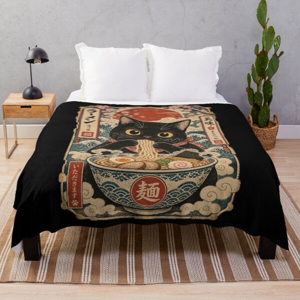 Item preview, Cute Black Cat Eating Ramen Japanese Ukiyo-e Vintage Art designed and sold by will freed18.