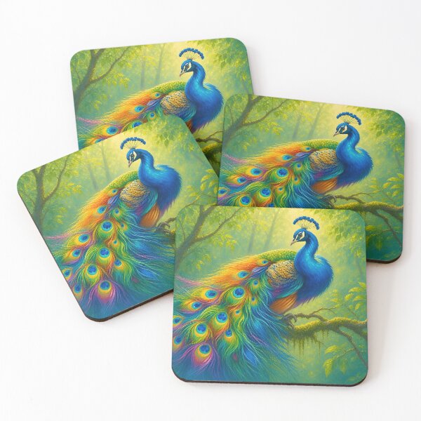 Item preview, Majestic Peacock Perched in a Lush Forest designed and sold by TinCatOutPost.