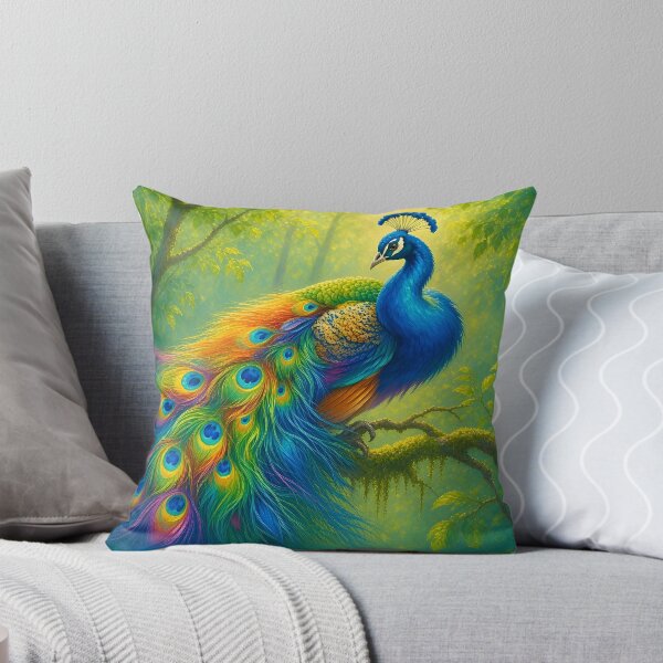 Item preview, Majestic Peacock Perched in a Lush Forest designed and sold by TinCatOutPost.