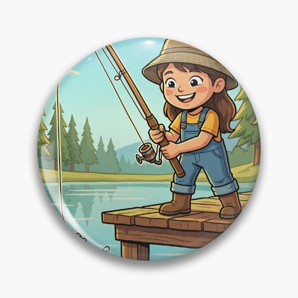 Item preview, Girl Fishing 3D Comic Lake Design designed and sold by DIUMERI.