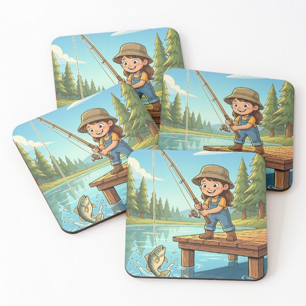 Item preview, Girl Fishing 3D Comic Lake Design designed and sold by DIUMERI.