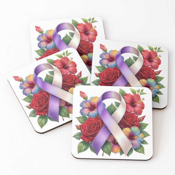 Item preview, Purple Awareness Ribbon Floral Design – Support and Strength Illustration designed and sold by NotSoSubtleRosiePeas.
