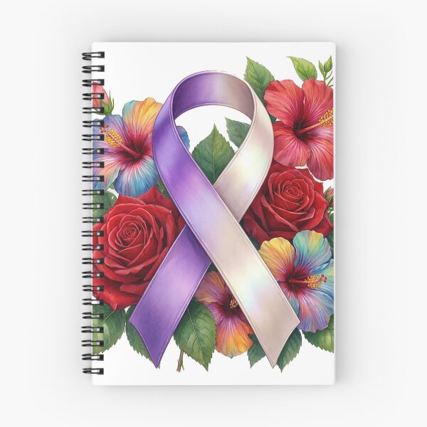 Item preview, Purple Awareness Ribbon Floral Design – Support and Strength Illustration designed and sold by NotSoSubtleRosiePeas.