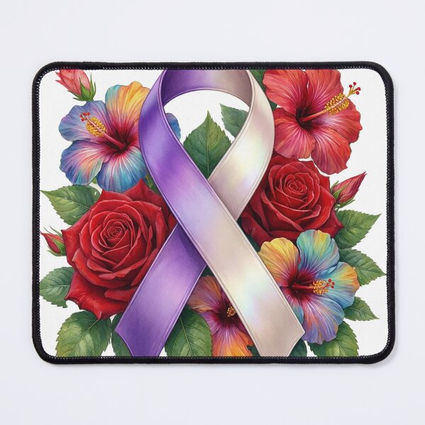 Item preview, Purple Awareness Ribbon Floral Design – Support and Strength Illustration designed and sold by NotSoSubtleRosiePeas.