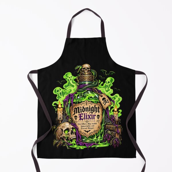 Aperçu de l'œuvre Élixir de Minuit – Potion Crâne Gothique Halloween créée et vendue par SidTastic .