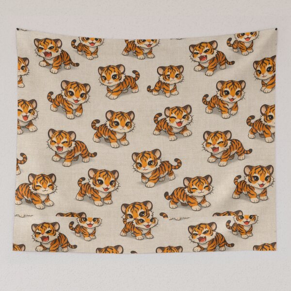 Item preview, Cute Baby Tigers Pattern - Adorable Kawaii Tiger Cubs Seamless  designed and sold by LC&LCPlatform.