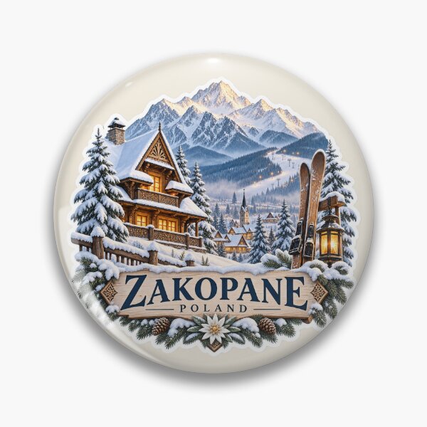 Item preview, Zakopane Poland Winter Ski Mountain Travel Art designed and sold by GusiaTreasures.