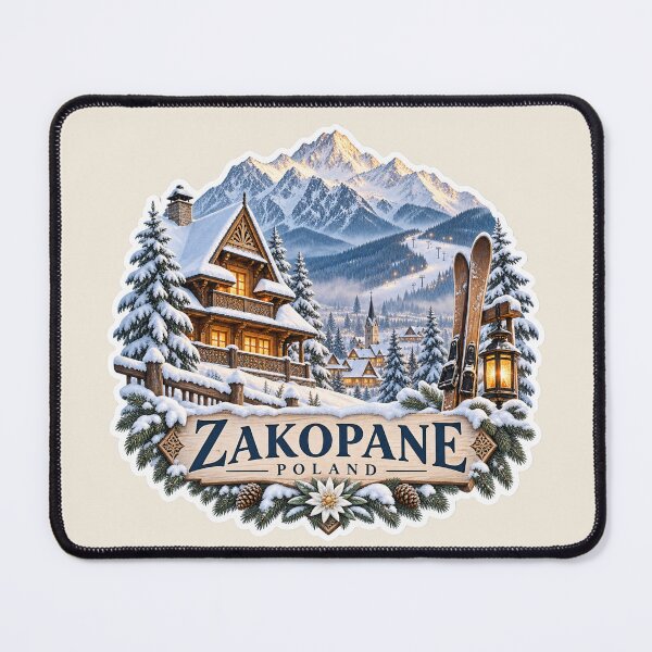 Item preview, Zakopane Poland Winter Ski Mountain Travel Art designed and sold by GusiaTreasures.