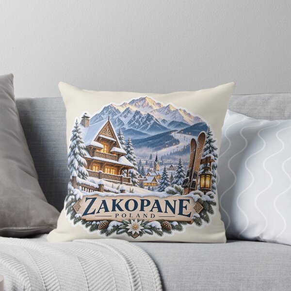 Item preview, Zakopane Poland Winter Ski Mountain Travel Art designed and sold by GusiaTreasures.