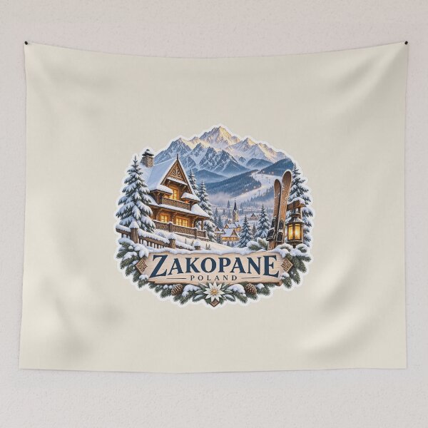 Item preview, Zakopane Poland Winter Ski Mountain Travel Art designed and sold by GusiaTreasures.