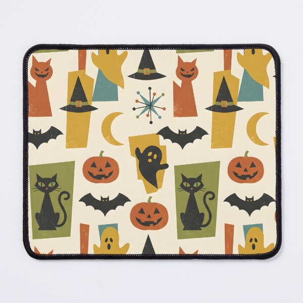 Item preview, Mid-Century Modern Halloween Pattern - Retro Spooky Cute Ghosts & Pumpkins designed and sold by ShabanMerch⭐⭐⭐.