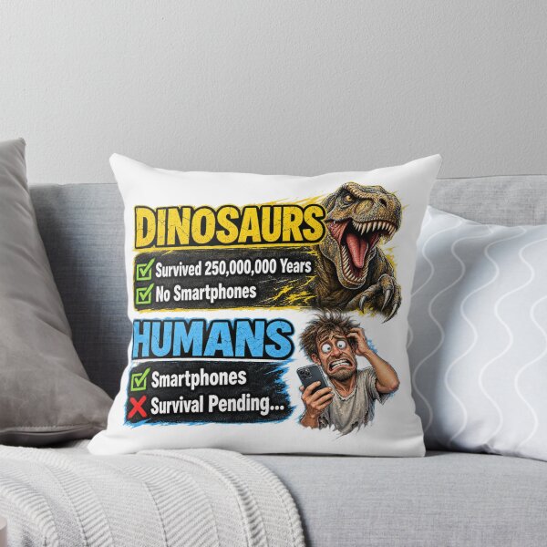 Item preview, Dinosaurs vs Humans – Survival Pending Funny Smartphone Graphic Tee designed and sold by Classic Chaos Creations.