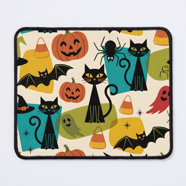 Item preview, Mid-Century Modern Halloween Pattern - Retro Spooky Cute Ghosts & Pumpkins designed and sold by ShabanMerch⭐⭐⭐.
