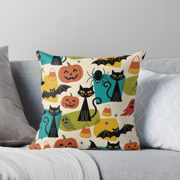 Item preview, Mid-Century Modern Halloween Pattern - Retro Spooky Cute Ghosts & Pumpkins designed and sold by ShabanMerch⭐⭐⭐.