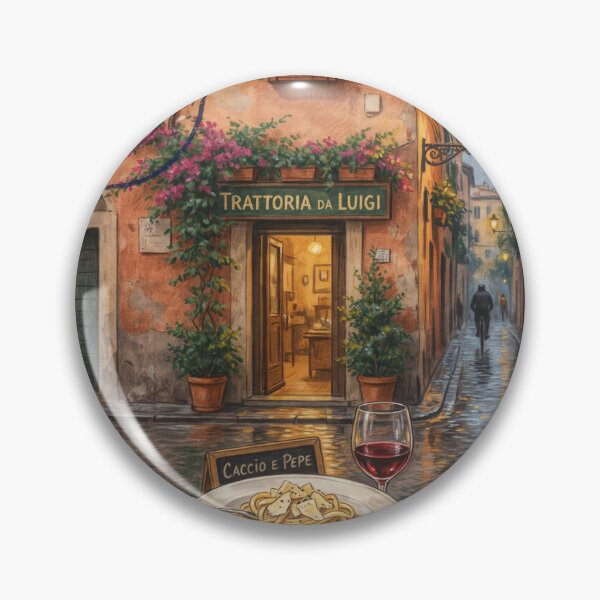 Item preview, Rome Cacio e Pepe Trastevere Streetscape — Mediterranean Food Art designed and sold by stickercuffs.