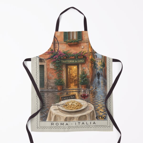 Item preview, Rome Cacio e Pepe Trastevere Streetscape — Mediterranean Food Art designed and sold by stickercuffs.