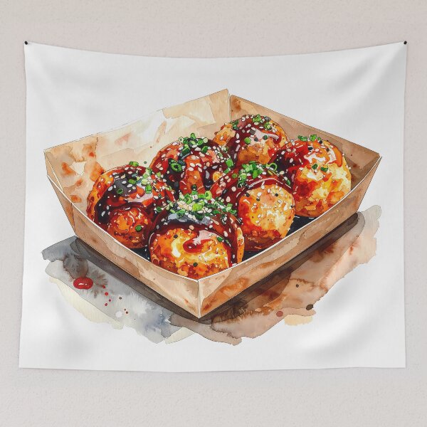 Item preview, Japanese Takoyaki Watercolor Illustration designed and sold by BetweenForms.