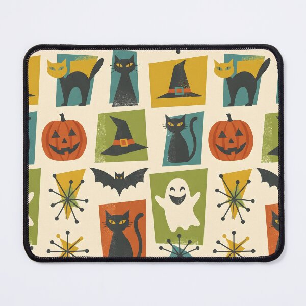 Item preview, Mid-Century Modern Halloween Pattern - Retro Spooky Cute Ghosts & Pumpkins designed and sold by ShabanMerch⭐⭐⭐.