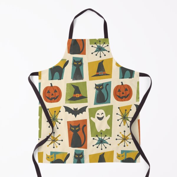 Item preview, Mid-Century Modern Halloween Pattern - Retro Spooky Cute Ghosts & Pumpkins designed and sold by ShabanMerch⭐⭐⭐.