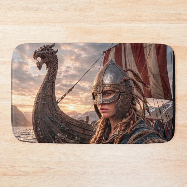 Item preview, Viking Warrior Woman on a Longship designed and sold by VALKYRAART53.