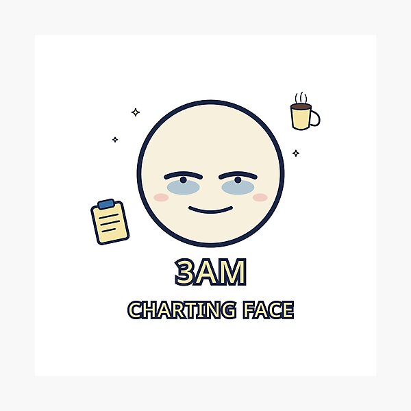 Item preview, Night Shift Nurse Sticker 3AM Charting Face Funny Gift designed and sold by Jacqueline Flynt.