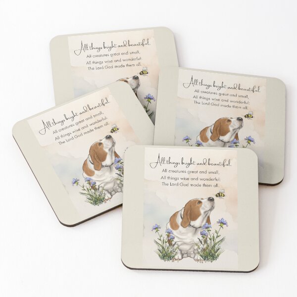 Item preview, Basset Hound Dog with Bee, Wildflowers, All Things Bright And Beautiful designed and sold by JoyfulWhimsy.