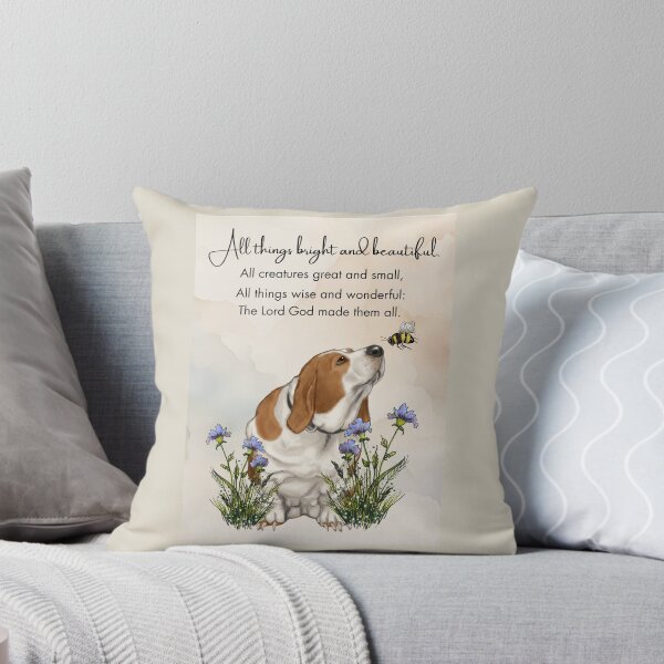 Item preview, Basset Hound Dog with Bee, Wildflowers, All Things Bright And Beautiful designed and sold by JoyfulWhimsy.