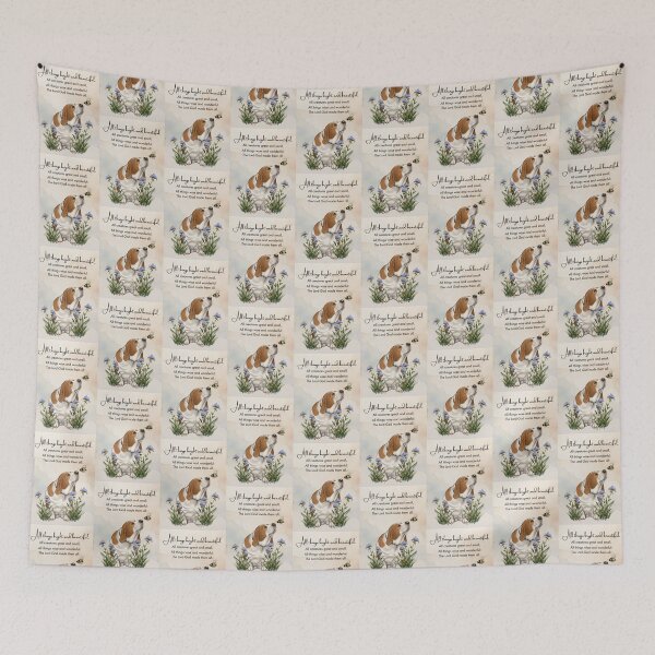 Item preview, Basset Hound Dog with Bee, Wildflowers, All Things Bright And Beautiful designed and sold by JoyfulWhimsy.