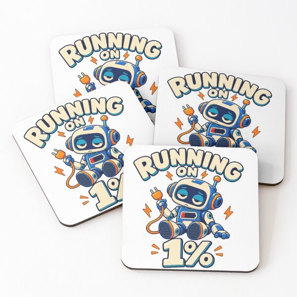 Item preview, Running on 1% Funny Tired Robot designed and sold by H.M. Bright Design.