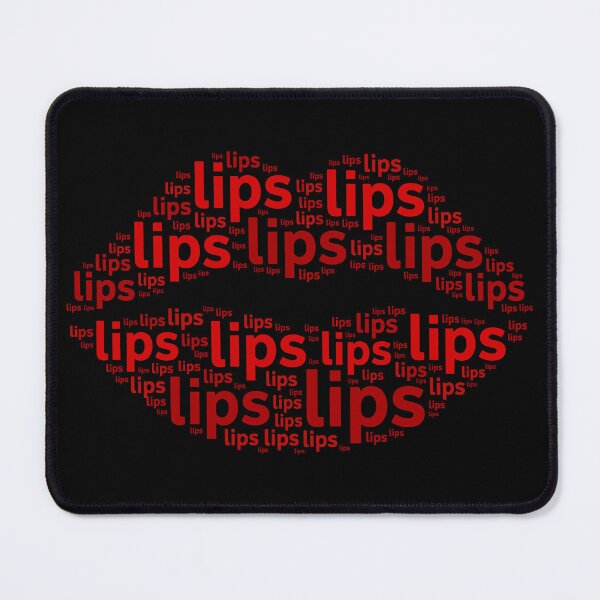 Item preview, Word cloud shaped like lips, filled with the repeated text "lips" designed and sold by ElegantOutlines.