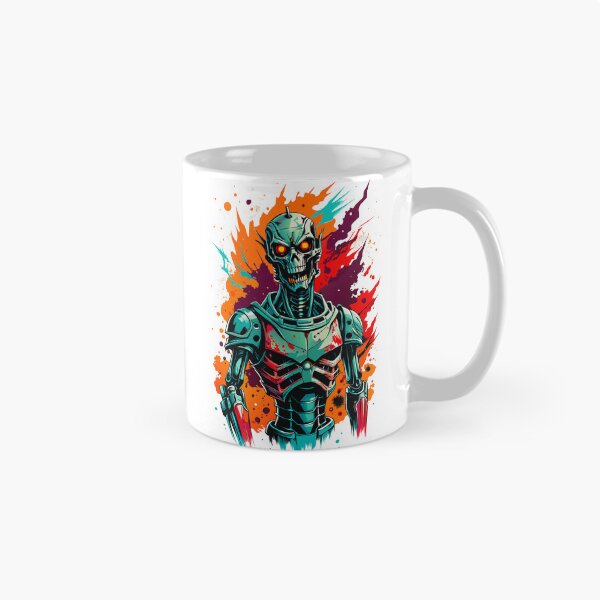 Item preview, Title: Cyberpunk Robot Skull with Colorful Paint Splashes designed and sold by H.M. Bright Design.