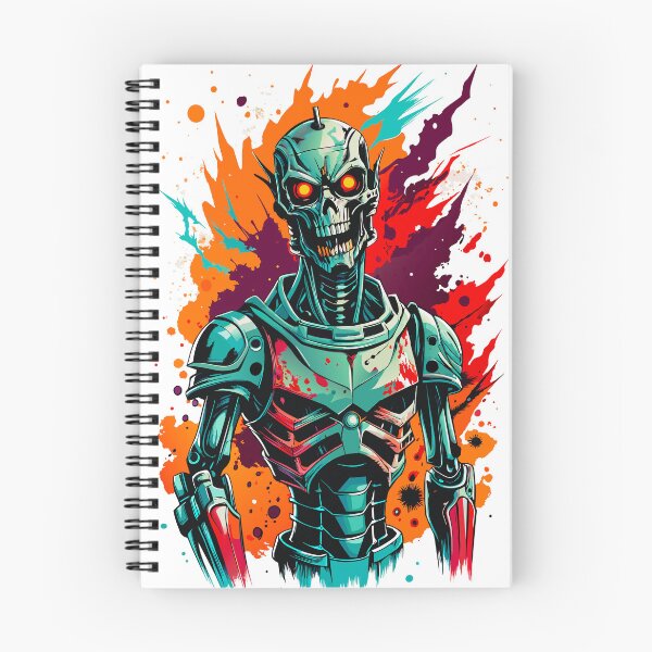 Item preview, Title: Cyberpunk Robot Skull with Colorful Paint Splashes designed and sold by H.M. Bright Design.