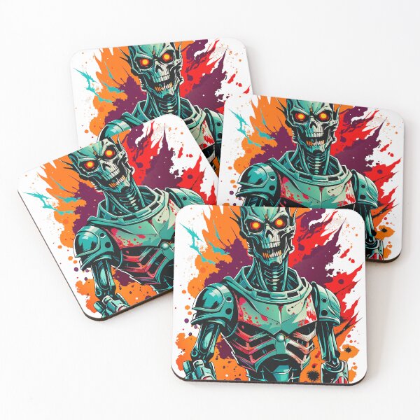 Item preview, Title: Cyberpunk Robot Skull with Colorful Paint Splashes designed and sold by H.M. Bright Design.