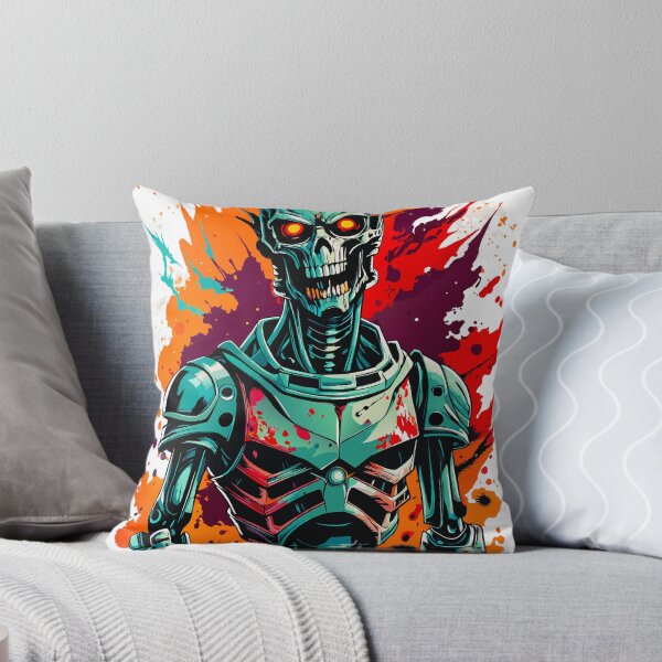 Item preview, Title: Cyberpunk Robot Skull with Colorful Paint Splashes designed and sold by H.M. Bright Design.
