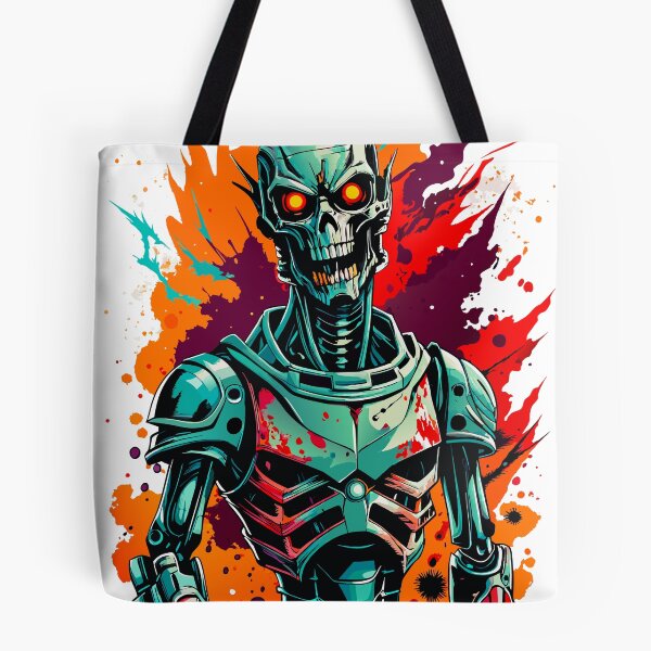 Item preview, Title: Cyberpunk Robot Skull with Colorful Paint Splashes designed and sold by H.M. Bright Design.