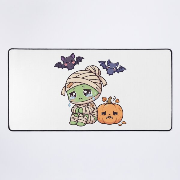Item preview, Cute Sad Mummy Halloween Kawaii Pumpkin Bats designed and sold by ThePrintArt.