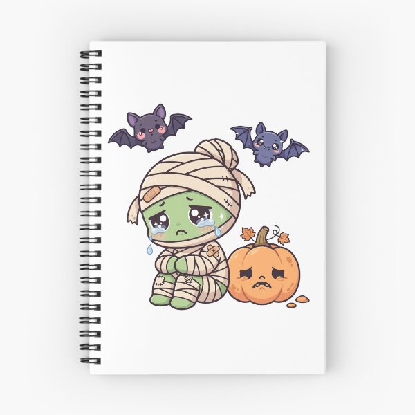 Item preview, Cute Sad Mummy Halloween Kawaii Pumpkin Bats designed and sold by ThePrintArt.