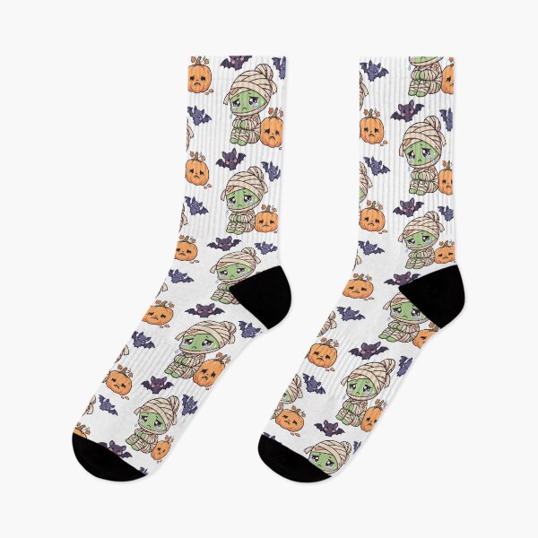 Item preview, Cute Sad Mummy Halloween Kawaii Pumpkin Bats designed and sold by ThePrintArt.