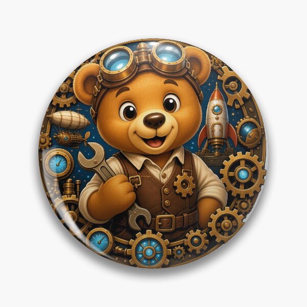 Artikelvorschau, Steampunk-Teddybär-Ingenieur, Retro-Erfinder, mechanisches Getriebe entworfen und verkauft von MirengLab.