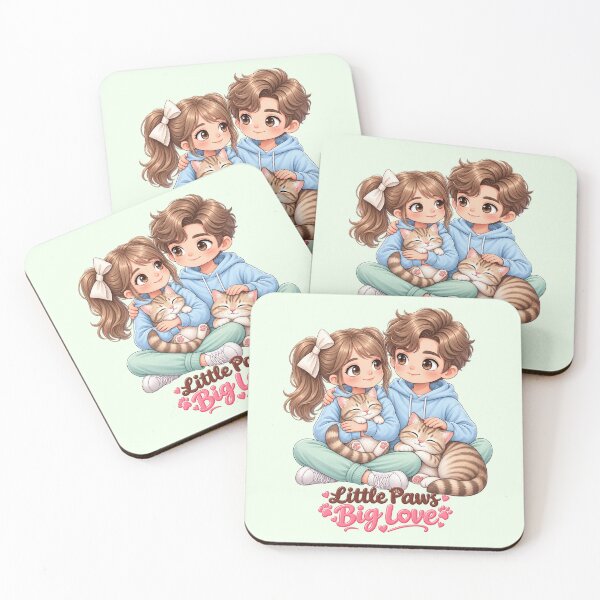 Item preview, Cute Cat Couple Love Illustration – Kawaii Matching Couple with Cats designed and sold by Meluna-studio.