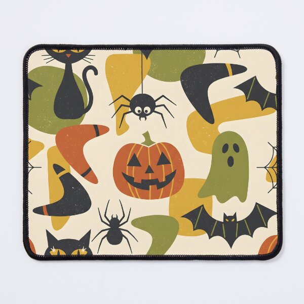 Item preview, Mid-Century Modern Halloween Pattern - Spooky Cute Ghosts & Pumpkins designed and sold by ShabanMerch⭐⭐⭐.