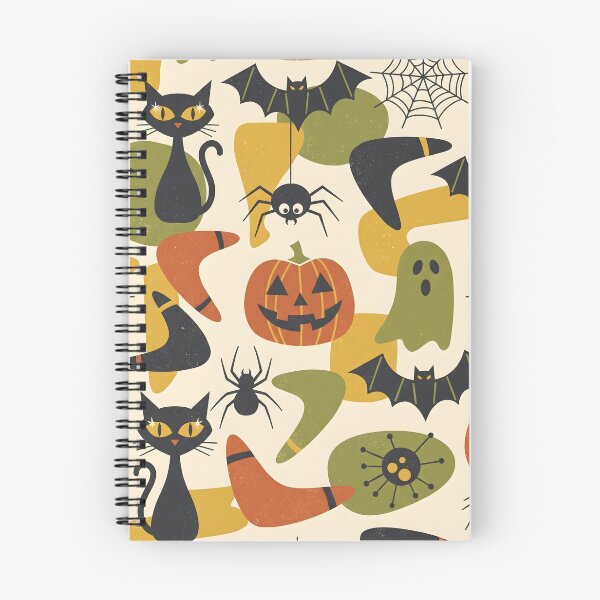 Item preview, Mid-Century Modern Halloween Pattern -  Spooky Cute Ghosts & Pumpkins  designed and sold by ShabanMerch⭐⭐⭐.