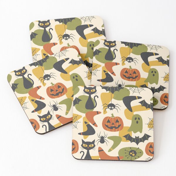 Item preview, Mid-Century Modern Halloween Pattern -  Spooky Cute Ghosts & Pumpkins  designed and sold by ShabanMerch⭐⭐⭐.
