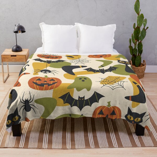 Item preview, Mid-Century Modern Halloween Pattern -  Spooky Cute Ghosts & Pumpkins  designed and sold by ShabanMerch⭐⭐⭐.