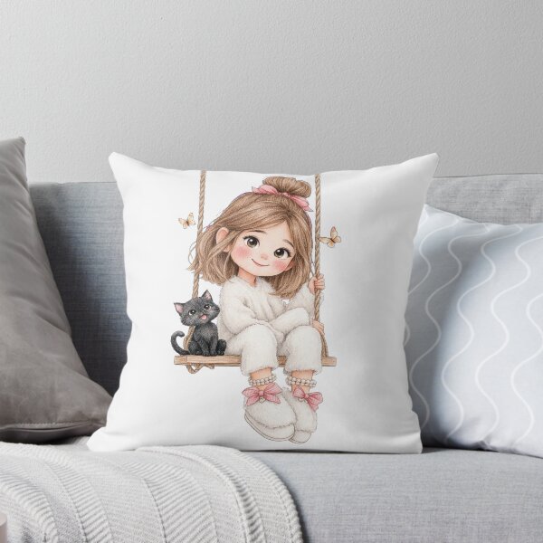 Item preview,  Girl on Swing with Black Cat and Butterflie designed and sold by Emamohamed.