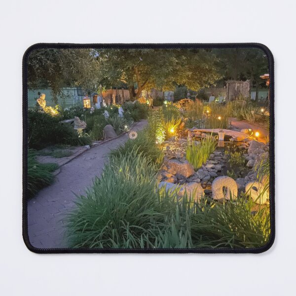 Item preview, Garden Path at Night with Warm Lights - Night Garden Photography designed and sold by DooodleGod.