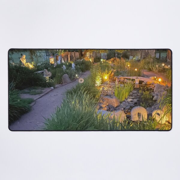 Item preview, Garden Path at Night with Warm Lights - Night Garden Photography designed and sold by DooodleGod.
